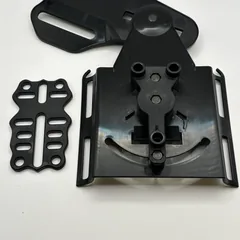 Drop R.O.E.t8 backplate with swivel arm installed, 3-hole spacer plate alongside