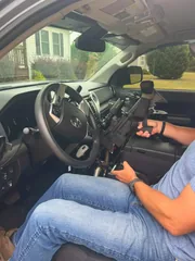 Rifle at the driver's reach on a StandA.R.D. mount in a Toyota Tundra